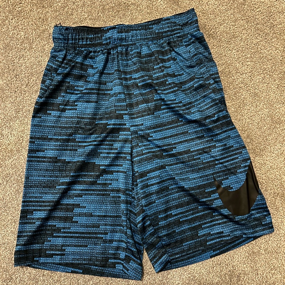 Nike Kids Blue and Black Patterned Shorts